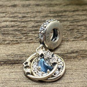 Pandora Charm Blue Night Sky Crescent Moon And St… - image 1